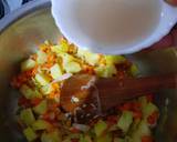 A picture of step 3 of Green maize- red bean salsa with vegetables.