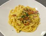 A picture of step 2 of Tagliatelle with chanterelle mushrooms and guanciale.