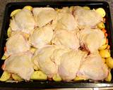 A picture of step 5 of Chicken thighs in "onion" mayonnaise with vegetables, in the oven.