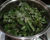 A picture of step 2 of Terere/dodo served with millet roti, jaggery#vegetables.