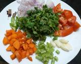 A picture of step 1 of Vegetables Kanji (porridge).