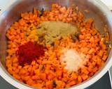 A picture of step 3 of Gajjar tal nu shaak (carrot sesame curry).