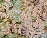 A picture of step 4 of Chicken Caesar pasta salad.