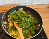 A picture of step 3 of Main dish with egg, cabbage, celery and spinach.