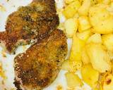 A picture of step 4 of Pesto, Crusted Lamb Steak and Roast Potatoes with broccoli salad.