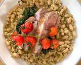 A picture of step 6 of Zesty Pesto Beans with Dinosaur Kale and a rack of lamb.