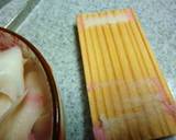 A picture of step 2 of Kamaboko Flowers Using a Vegetable Peeler.