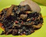 A picture of step 7 of Efo riro (vegetable soup).