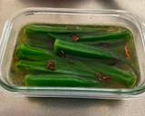 A picture of step 3 of Japanese Okra Pickles.