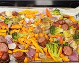 A picture of step 5 of Kielbasa and vegetable sheet pan dinner.