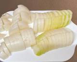 A picture of step 1 of Japanese Daikon Soy Pickles.