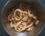 A picture of step 7 of Triple cooked deep fried battered Onion an Chicken.