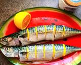 A picture of step 3 of Mackerel in sour cream, with broccoli and tomatoes, in the oven.