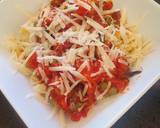 A picture of step 3 of Pasta in spicy chorizo tomato sauce with capers.