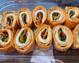 A picture of step 1 of Buffalo chicken pinwheels.