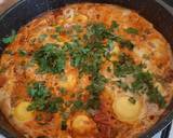 A picture of step 9 of Shakshuka or (Tomato Eggs).