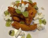 A picture of step 2 of Tomato goujon with a mozzarella and kiwi salad.