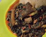 A picture of step 8 of Efo riro (vegetable soup).