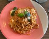 A picture of step 5 of Simple tomato pasta with mozzarella and padron peppers.