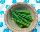 A picture of step 3 of Japanese Okra Pickles.