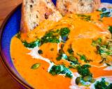 A picture of step 5 of Creamy Pumpkin Soup with Chimichurri and Sourdough Croutons: The Ultimate Comfort Dish by TastyPinch.