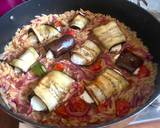 A picture of step 3 of Kritharaki Vazania Anari - pasta with aubergine and cheese.