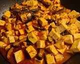 A picture of step 3 of Spicy Mapo Tofu with Shiitake Mushrooms 🌶️.