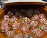 A picture of step 3 of Kefta Mkaouara – Moroccan lamb and egg tagine.