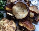 A picture of step 3 of Air fryer crispy kale and roasted aubergine crisps with jambon and heritage tomatoes - energy saving.