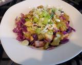 A picture of step 11 of Italian sausages and vegetable skillet with spicy green harissa.