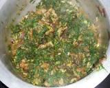 A picture of step 1 of Brown ugali with veggies and meat.