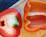 A picture of step 3 of Air Fryer Chicken and rice stuffed bell peppers.