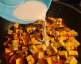 A picture of step 4 of Spicy Mapo Tofu with Shiitake Mushrooms 🌶️.