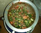 A picture of step 3 of Beef okra and ugali.