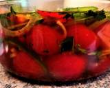 A picture of step 7 of Heirloom tomatoes marinated.