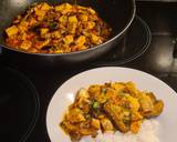 A picture of step 5 of Spicy Mapo Tofu with Shiitake Mushrooms 🌶️.