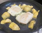 A picture of step 1 of Pan-Fried Cod and Artichoke in a Caper Calamondin Butter Sauce.