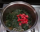 A picture of step 3 of Terere/dodo served with millet roti, jaggery#vegetables.