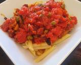 A picture of step 3 of Pasta in spicy chorizo tomato sauce with capers.