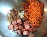 A picture of step 1 of Sautéed cabbage and carrot with sausage.