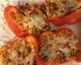 A picture of step 4 of Air Fryer Chicken and rice stuffed bell peppers.