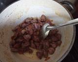 A picture of step 2 of Wet Fried Gizzards and traditional vegetables.