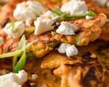 A picture of step 5 of Cannellini Bean & Carrot fritters with
Crumbled feta.