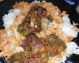 A picture of step 3 of Rice with chilli beef and cabbage.