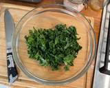 A picture of step 1 of Pan fried kale with toasted almonds.