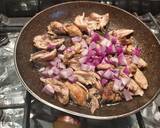 A picture of step 3 of Chicken,mushroom veggies(serve with your rice choice).