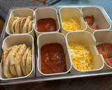 A picture of step 1 of Snackle box pizza luncheables.